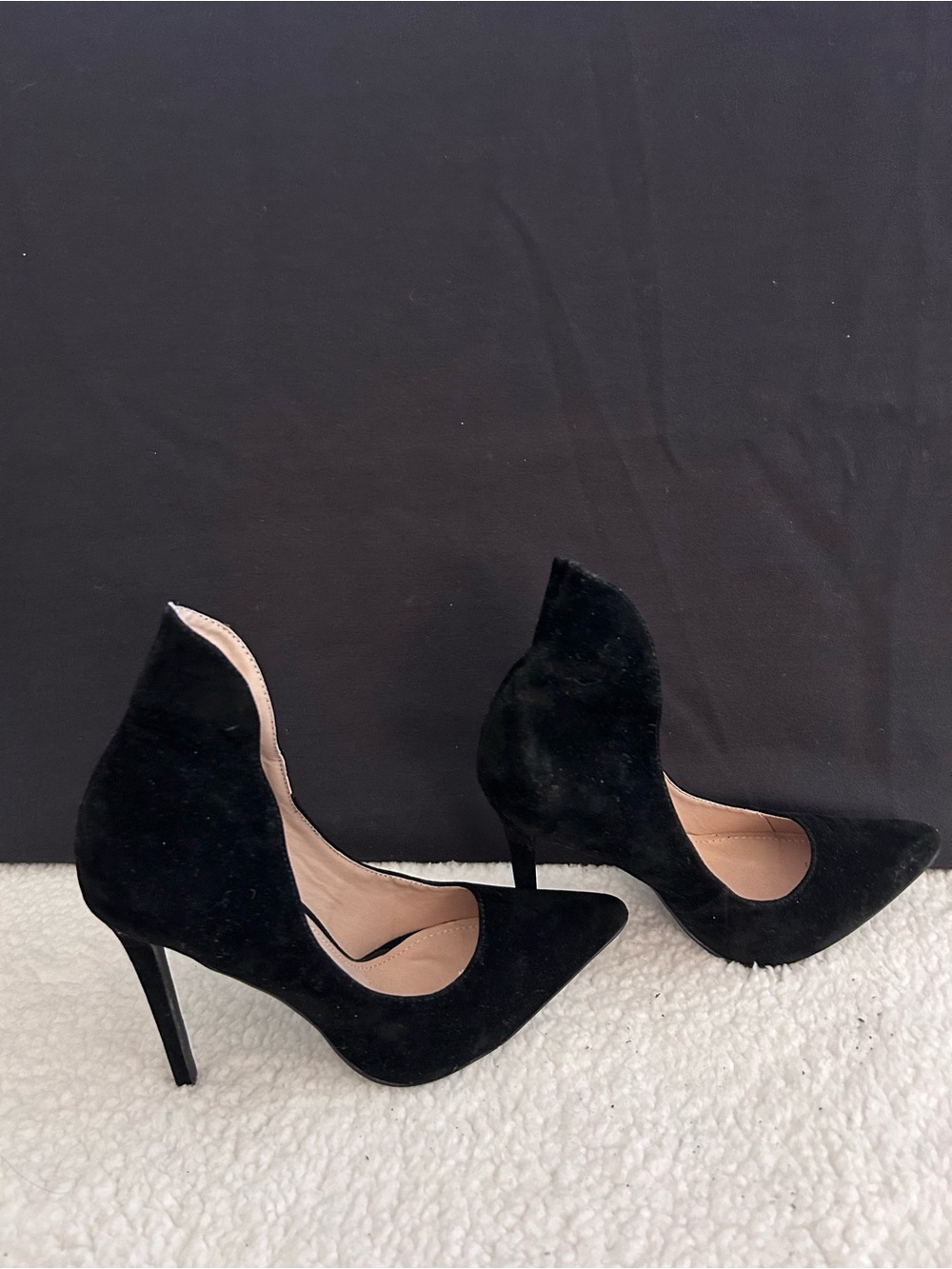 Black Suede Pointed-Toe High Heels - Women's Dress Pumps